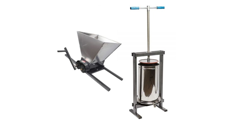 Set Teasc cu Zdrobitor Inox struguri, Presa 25 Litri cu picioare ...