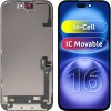 Display cu Touchscreen JK pentru Apple iPhone 16, cu Rama, Versiune LCD In-Cell IC Movable, Negru