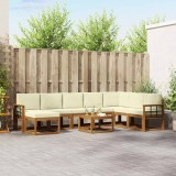 vidaXL Set de canapea cu pernă 9 pcs Natural și Crem 3366858