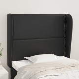 VidaXL Tăblie de pat cu aripioare, negru, 83x23x118/128 cm, piele eco