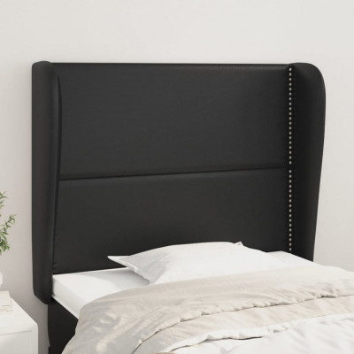 vidaXL Tăblie de pat cu aripioare, negru, 83x23x118/128 cm, piele eco foto