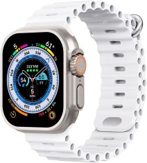 Ceas inteligent SmartWatch Ultra Plus, compatibil cu orice telefon, apel Bluetooth, Curea Silicon Alba