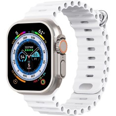 Ceas inteligent SmartWatch Ultra Plus, compatibil cu orice telefon, apel Bluetooth, Curea Silicon Alba