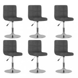 vidaXL Scaune de bucătărie pivotante, 6 buc., gri &icirc;nchis, textil