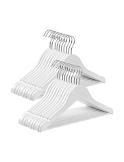 Set 20 umerase din lemn, Songmics, umerase din lemn solid, c&acirc;rlig rotativ, CRW06W-20