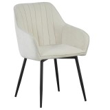 Cumpara ieftin Fotoliu de design textil crem boucle metal negru Vajro 57,5x61,5x85 cm