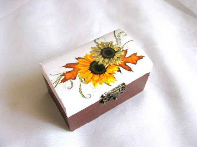 Cutie model floarea soarelui, cutie lemn femei accesorii si bijuterii 28661 foto