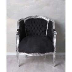 Fotoliu din lemn masiv argintiu cu tapiterie neagra CAT664E02