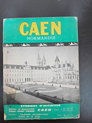 Caen Normandie, carte de calatorie, text in limba franceza foto