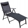 Sezlong Gradina Aluminiu Pliabil Reglabil Jumi Negru 110x52x102 cm, Tetiera, Plasa