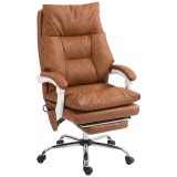 HOMCOM Scaun birou ergonomic fotoliu de birou din PU suport lombar gonflabil spătar &icirc;nclinabil &icirc;nălțime reglabilă maro | Aosom Romania
