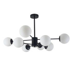 Candelabru vintage, 8 globuri albe x E27, negru