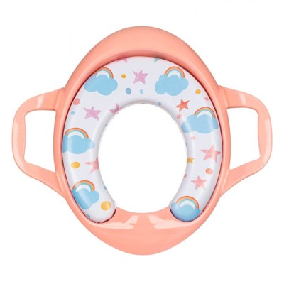 Reductor WC Honey Baby, Model Curcubeu, Cu M&amp;acirc;nere, Fete, Culoare Roz, Dimensiuni 41x37cm foto