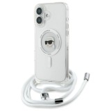 Husa MagSafe pentru Apple iPhone 16, Karl Lagerfeld, IML Crossbody Karl&#039;s Head, Transparenta