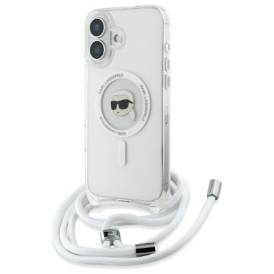 Husa MagSafe pentru Apple iPhone 16, Karl Lagerfeld, IML Crossbody Karl&amp;#039;s Head, Transparenta foto