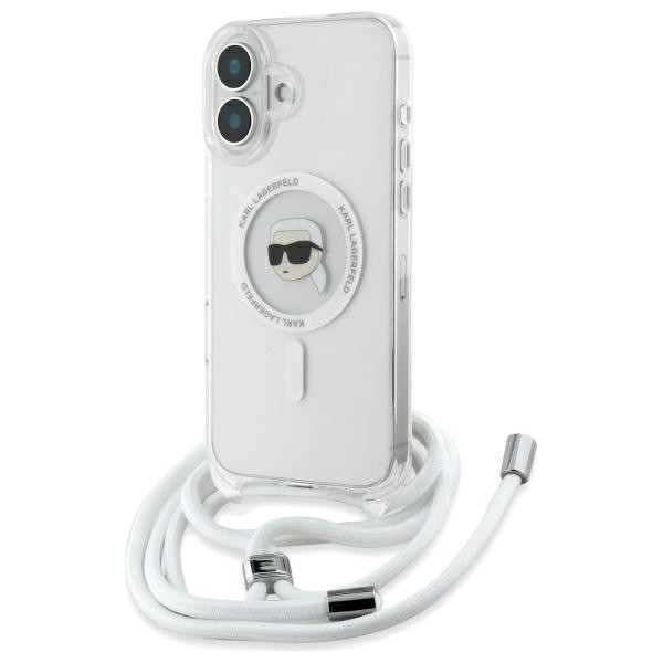 Husa MagSafe pentru Apple iPhone 16, Karl Lagerfeld, IML Crossbody Karl&#039;s Head, Transparenta