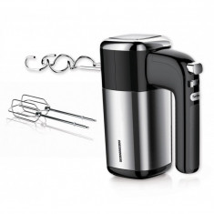 Mixer de mana Heinner, 400 W, 5 viteze, functie Turbo, inox, accesorii incluse, Negru/Argintiu