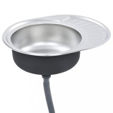 Chiuveta de bucatarie cu sita si sifon, otel inoxidabil, oval