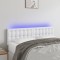vidaXL Tăblie de pat cu LED, alb, 144x5x78/88 cm, piele ecologică 3121703