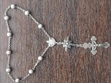 (143) BRATARA TIP ROZARIU CU BILE SI CRUCIFIX, MARCAJ ARGINT 800, VINTAGE, 10.89 GRAME