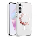 Husa pentru samsung galaxy a55 5g, atasare magnetica, magsafe, pink wreath 17, clear