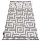 Covor MAROC P655 labirint, greacă gri / alb Franjuri Berber shaggy, 200x290 cm