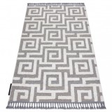 Covor MAROC P655 labirint, greacă gri / alb Franjuri Berber shaggy, 180x270 cm