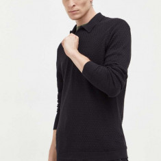Hollister Co. pulover barbati, culoarea negru, light