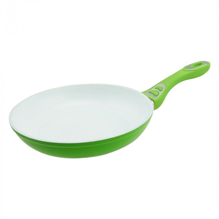 Tigaie ceramica Ertone, 20 cm, Alb/Verde