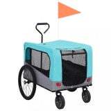 Gossi remorca bicicleta &amp; carucior 2-in-1 animale, albastru si gri