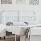 vidaXL Tăblie de pat metalică, alb, 135 cm