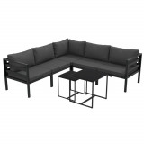 Set mobilier gradina/terasa, gri, 1 masa din 2 piese, 1 canapea din 5 piese, Lyndsey, ART