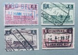 Belgia Căi Ferate 1935 Centenarul Căilor Ferate Locomotiva cu Abur Le Belge Lot 4 Valori Ștampilate - OREF1