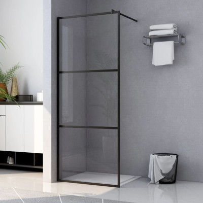 vidaXL Paravan duș walk-in, negru, 90x195 cm, sticlă ESG transparentă foto
