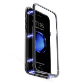 Husa magnetica cu spate din sticla cu rama metalica compatibila cu Iphone 7 Plus / 8 Plus - Negru