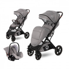 Set carucior, Lorelli Storm, 2 in 1, pana la 22 kg, cos auto inclus, cadru aluminiu, Opaline Grey