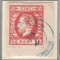 ROMANIA 1871 LP 30 REGELE CAROL I CU BARBA 5 BANI ROSU T6 STAMPILAT/FRAGMENT