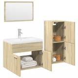 vidaXL Set mobilier de baie, 3 piese, stejar sonoma, lemn prelucrat 3324996