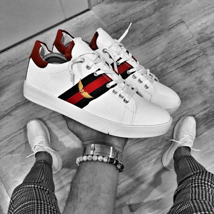 Pantofi pentru barbati albi cu siret casual material sintetic BB317 Pantofi pentru barbati albi cu siret casual material sintetic BB317