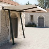 VidaXL Copertină retractabilă automat cu st&acirc;lpi, crem, 3x2,5 m