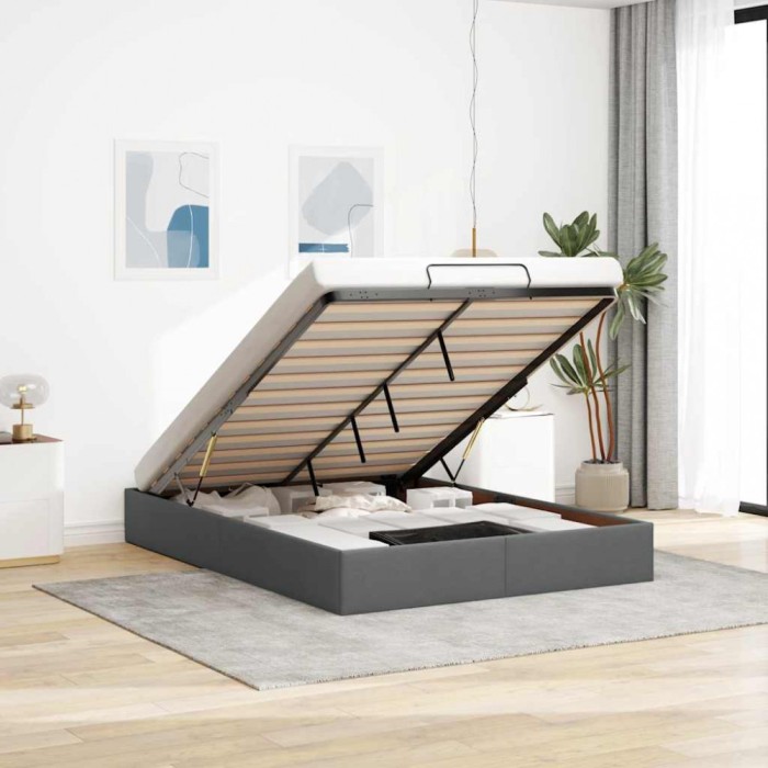 vidaXL Cadru pat otoman fără saltea Gri &icirc;nchis 140x190 cm țesătură 3310876