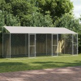 Cumpara ieftin Cusca pentru caini cu acoperis Argintiu 600 x 200 x 256 cm