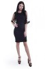 Rochie Midi Paiete Neagra, Maneci Plasa Semitransparenta. Rochie de Seara Eleganta cu Paiete Aplicatii. Marimi S, M, L, XL