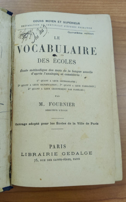 Le vocabulaire des &eacute;coles par M. Fournier