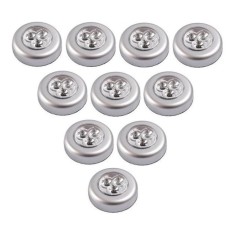 Set 10x Lampa universala autoadeziva cu 3 LED-uri, utilizare baterii de tip AAA - Argintiu
