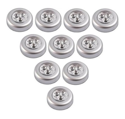 Set 10x Lampa universala autoadeziva cu 3 LED-uri, utilizare baterii de tip AAA - Argintiu foto
