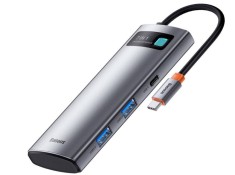 DOCKING Station Baseus Metal Gleam,conectare PC USB-C,USB 3.0x2,USB-Cx1,SDx1, MicroSDx1, USB-Cx1 PD 100W 5V/9V/14.5V/20V 5A(Max.),HDMIx1/4K/30Hz,gri &quot;