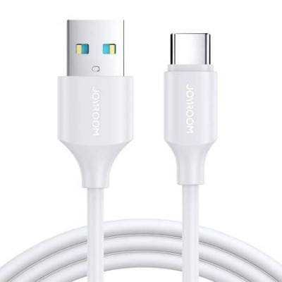 Cablu USB A la USB-C, pentru incarcare si transfer date, 3A, 480 Mbps, lungime 25 cm, alb foto