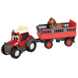 Tractor Dickie Toys Happy Ferguson Animal Trailer cu remorca si figurina, Jada Toys