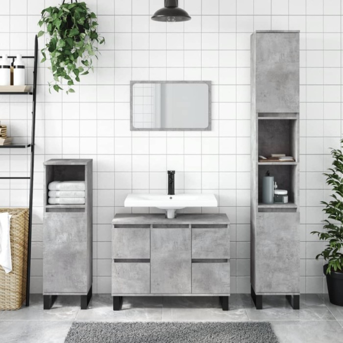 vidaXL Dulap pentru baie, gri beton, 80x33x60 cm, lemn compozit 831664